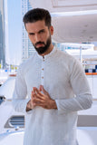 EMBROIDERED-LUXURY OFF WHITE KURTA PAJAMA