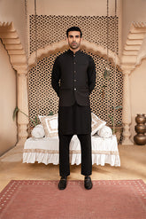 3 PC Kurta Trouser - All Black- Men