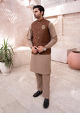 3 PC- Caramel embroidered on French beige