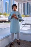 EMBROIDERED - ICE BLUE KURTA PAJAMA