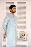 EMBROIDERED - ICE BLUE KURTA PAJAMA