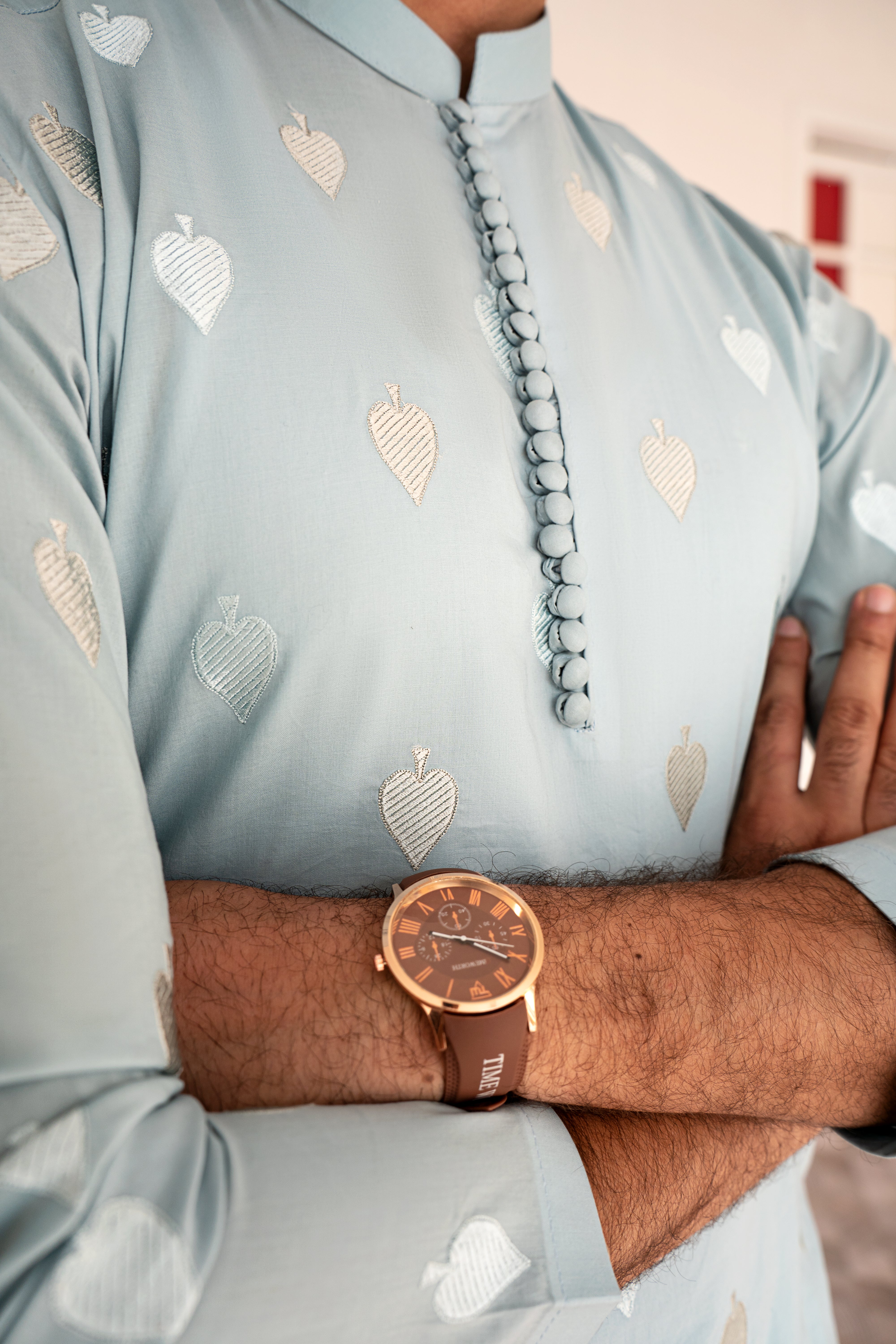 EMBROIDERED - ICE BLUE KURTA PAJAMA