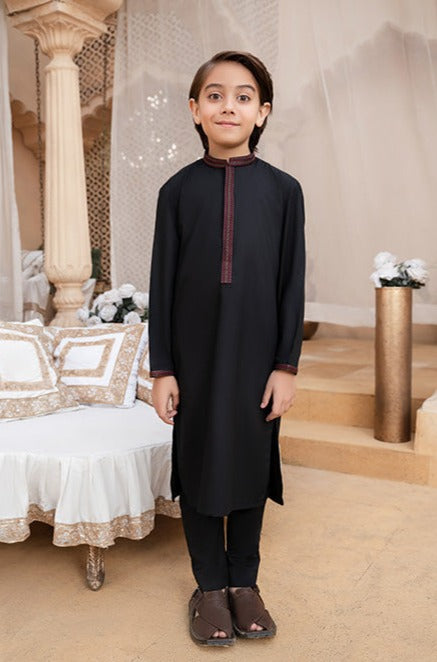 Black Embroidered -Kurta trouser - Boys