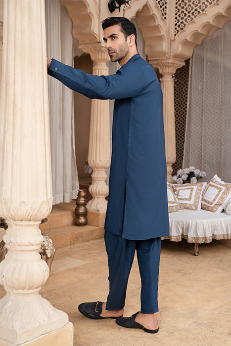 Blue-navy - Handcrafted - Shalwar Kameez