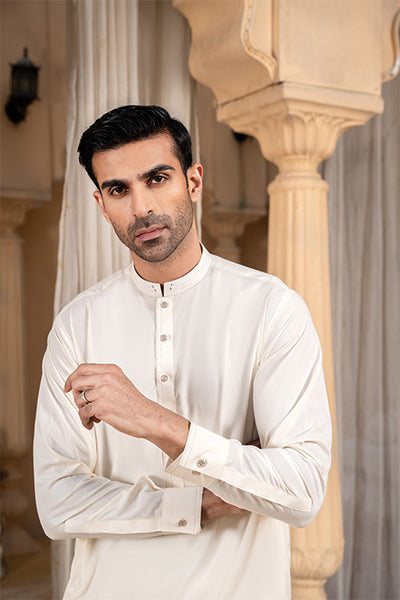 Off White cream- Handcrafted Shalwar Kameez – Eminence