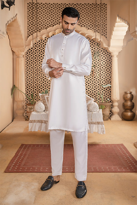 French cuff- Off-white Silk