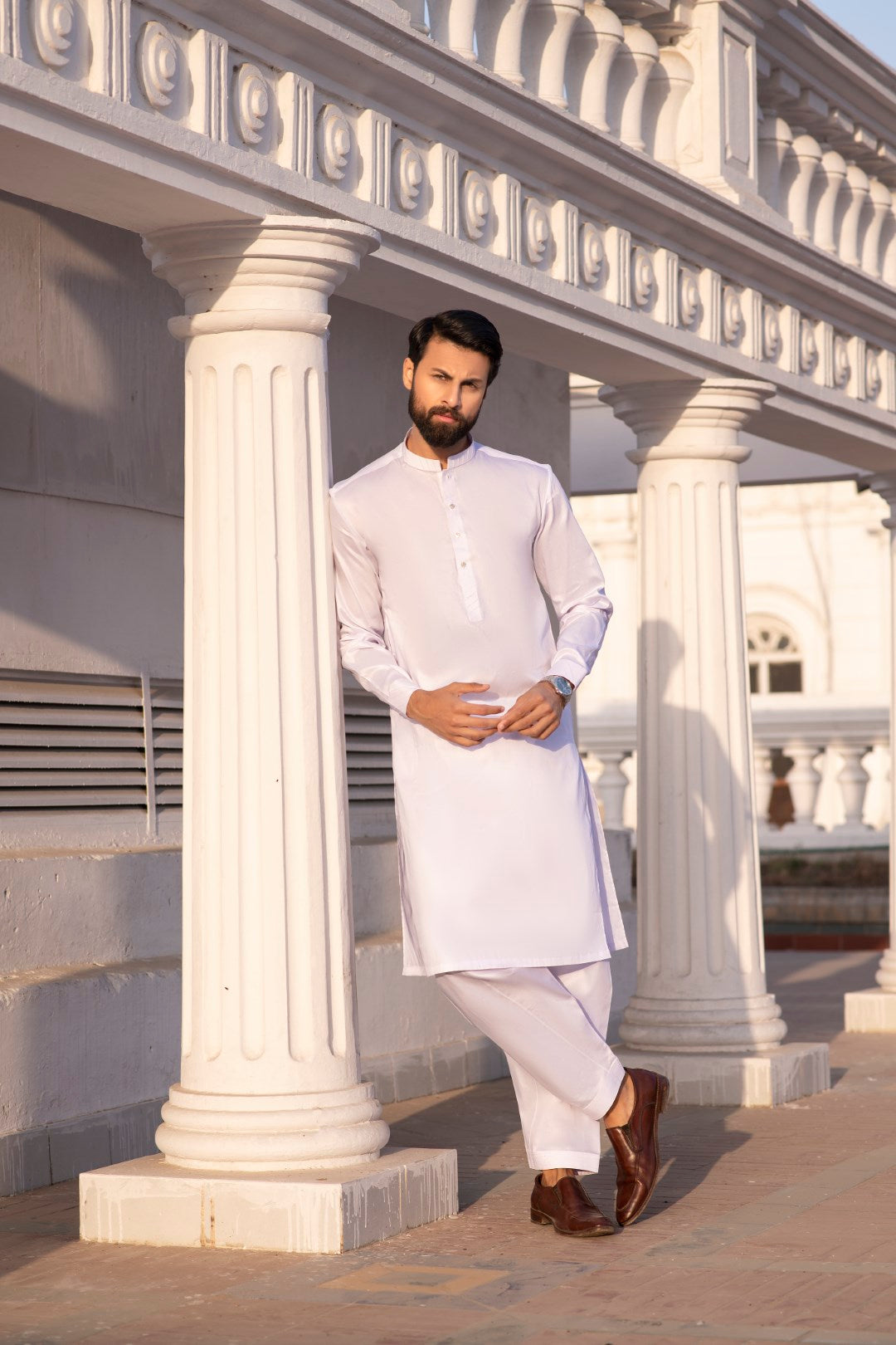 Luxe White Shalwar Kameez